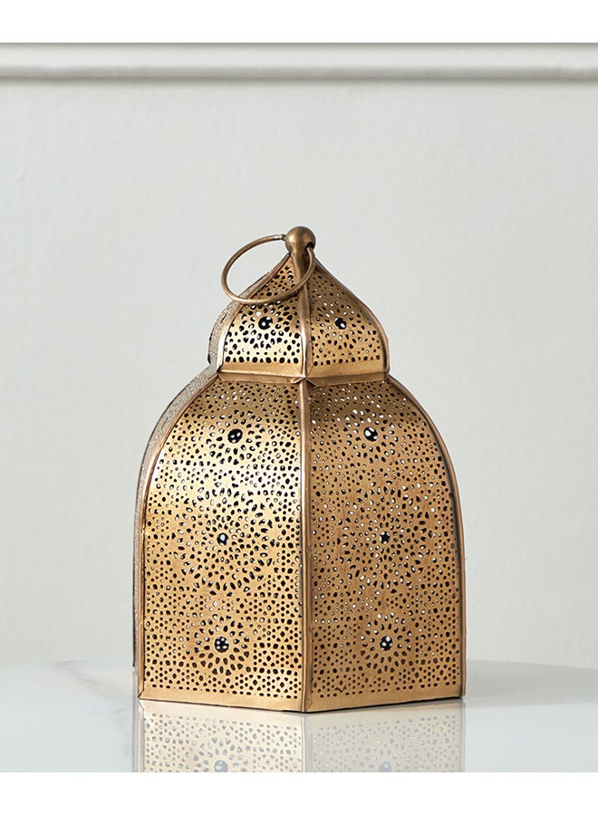 Home Box Isaba Antique Brass Metal Decorative Lantern - 17x17x21 cm - Image 2
